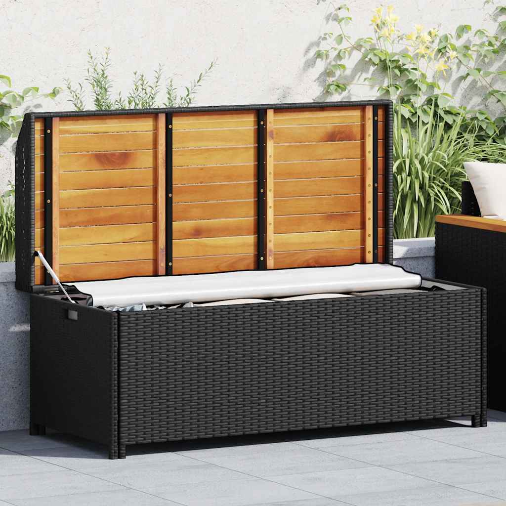 vidaXL Storage Bench | Black | Poly rattan | 120 cm | Storage Bench