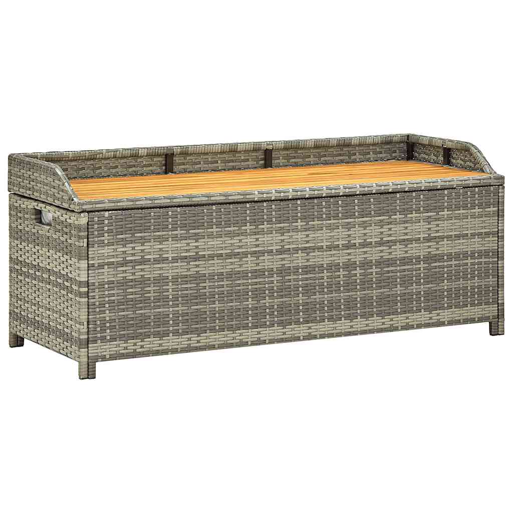vidaXL Garden Storage Bench 120 cm Poly Rattan Grey