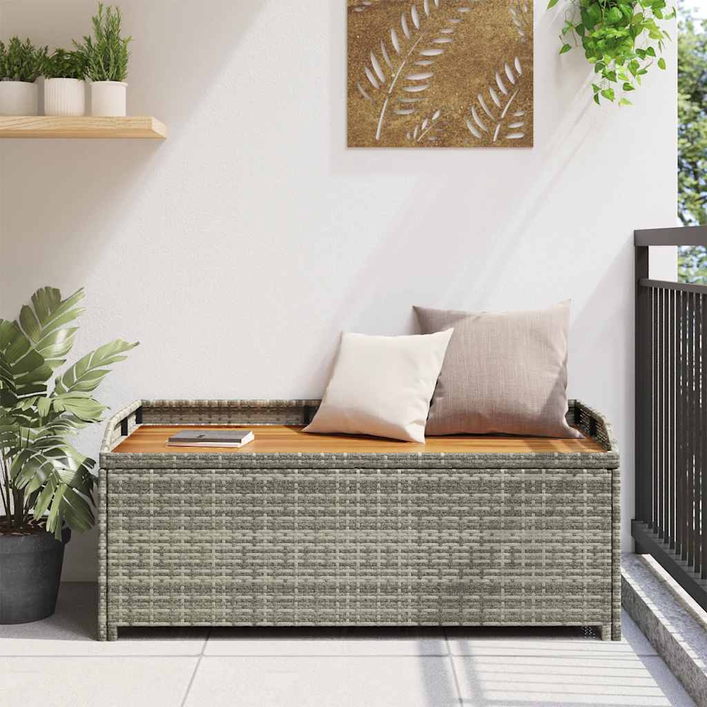 vidaXL Garden Storage Bench 120 cm Poly Rattan Grey