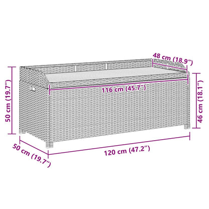 vidaXL Garden Storage Bench 120 cm Poly Rattan Grey