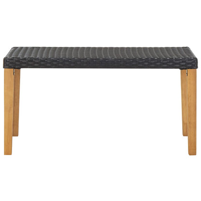 vidaXL Garden Bench 120 cm Black Poly Rattan and Solid Acacia Wood