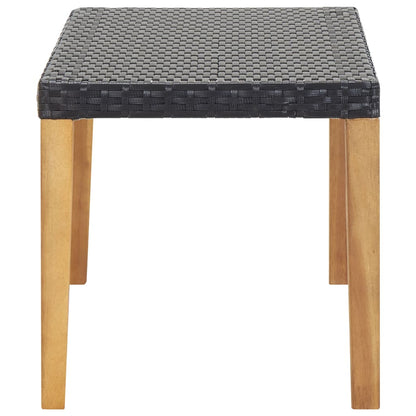 vidaXL Garden Bench 120 cm Black Poly Rattan and Solid Acacia Wood
