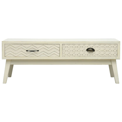 vidaXL Coffee Table with 2 Drawers Carving Grey 110x50x40 cm Wood