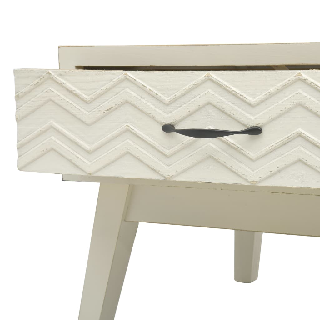 vidaXL Coffee Table with 2 Drawers Carving Grey 110x50x40 cm Wood