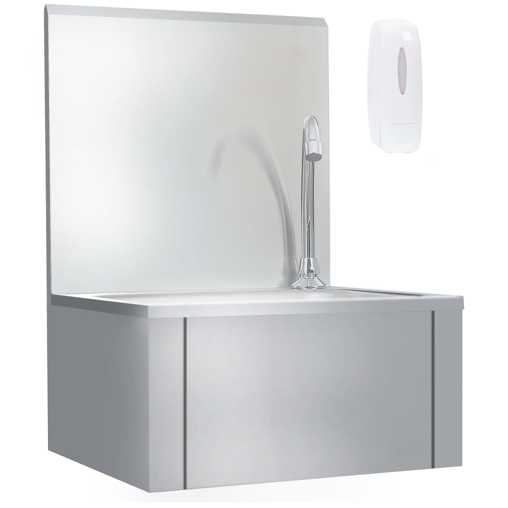 vidaXL Hand Wash Sink with Faucet and Soap Dispenser Stainless Steel
