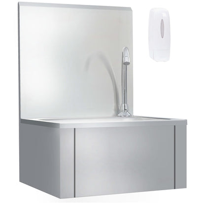 vidaXL Hand Wash Sink with Faucet and Soap Dispenser Stainless Steel