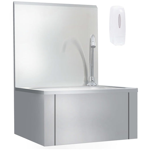 vidaXL Hand Wash Sink with Faucet and Soap Dispenser Stainless Steel