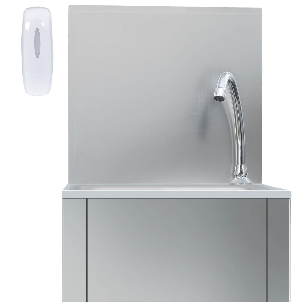 vidaXL Hand Wash Sink with Faucet and Soap Dispenser Stainless Steel