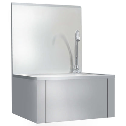 vidaXL Hand Wash Sink with Faucet and Soap Dispenser Stainless Steel