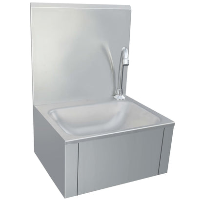vidaXL Hand Wash Sink with Faucet and Soap Dispenser Stainless Steel