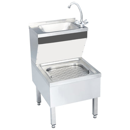 vidaXL Commercial Hand Wash Sink with Faucet Freestanding Stainless Steel