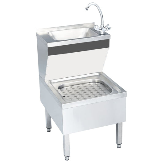 vidaXL Commercial Hand Wash Sink with Faucet Freestanding Stainless Steel