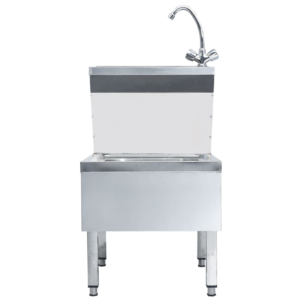 vidaXL Commercial Hand Wash Sink with Faucet Freestanding Stainless Steel