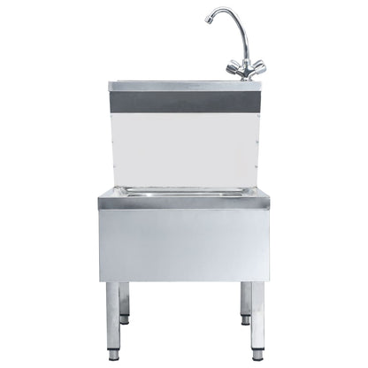 vidaXL Commercial Hand Wash Sink with Faucet Freestanding Stainless Steel