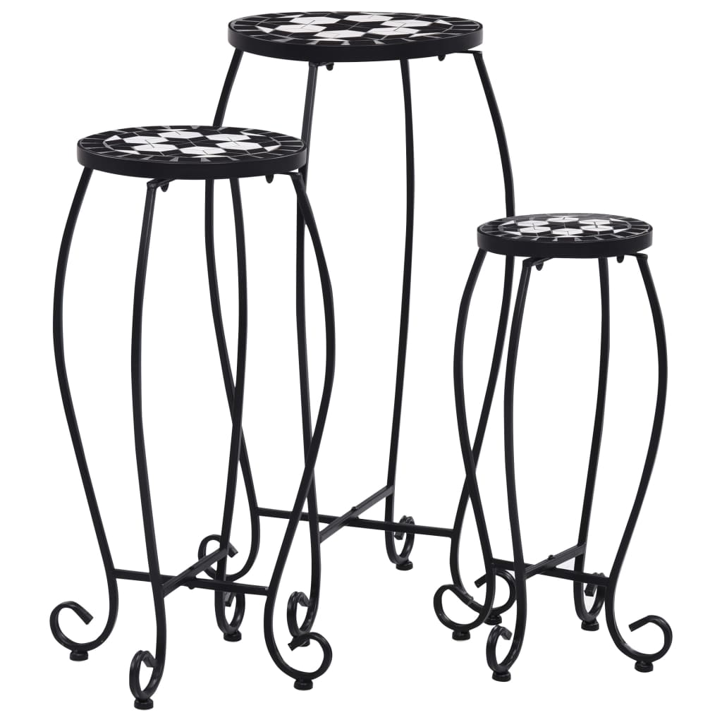 vidaXL Table | Set of 3 | Black and White | Iron and Ceramic | Small | Durable