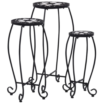 vidaXL Table | Set of 3 | Black and White | Iron and Ceramic | Small | Durable