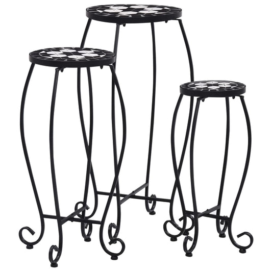 vidaXL Table | Set of 3 | Black and White | Iron and Ceramic | Small | Durable