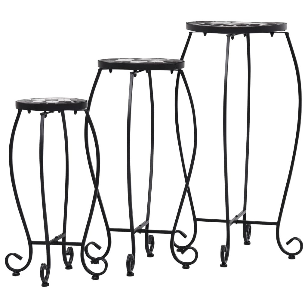 vidaXL Table | Set of 3 | Black and White | Iron and Ceramic | Small | Durable
