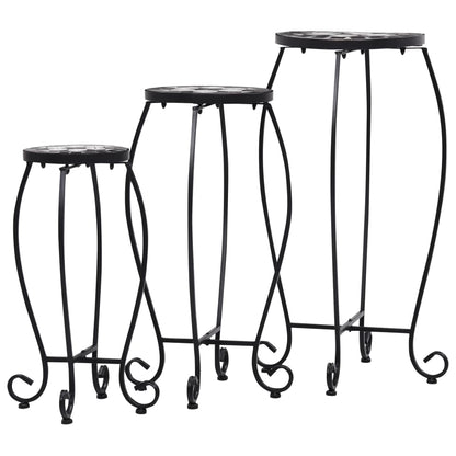 vidaXL Table | Set of 3 | Black and White | Iron and Ceramic | Small | Durable