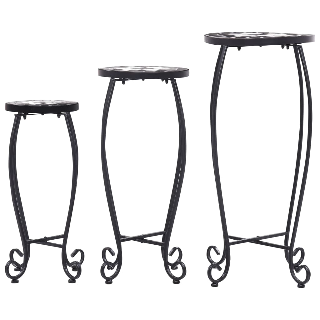 vidaXL Table | Set of 3 | Black and White | Iron and Ceramic | Small | Durable