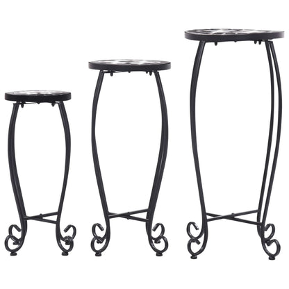 vidaXL Table | Set of 3 | Black and White | Iron and Ceramic | Small | Durable