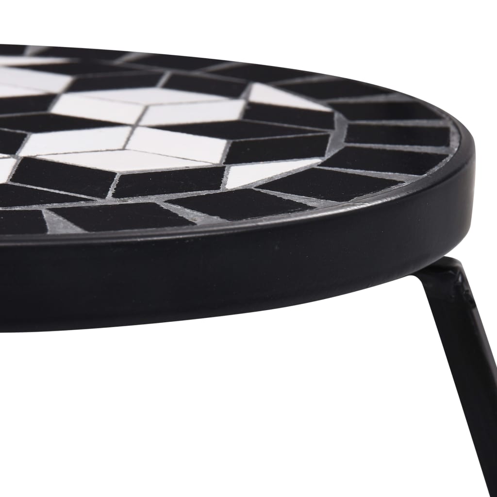 vidaXL Table | Set of 3 | Black and White | Iron and Ceramic | Small | Durable