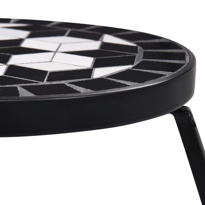 vidaXL Table | Set of 3 | Black and White | Iron and Ceramic | Small | Durable