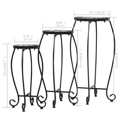 vidaXL Table | Set of 3 | Black and White | Iron and Ceramic | Small | Durable