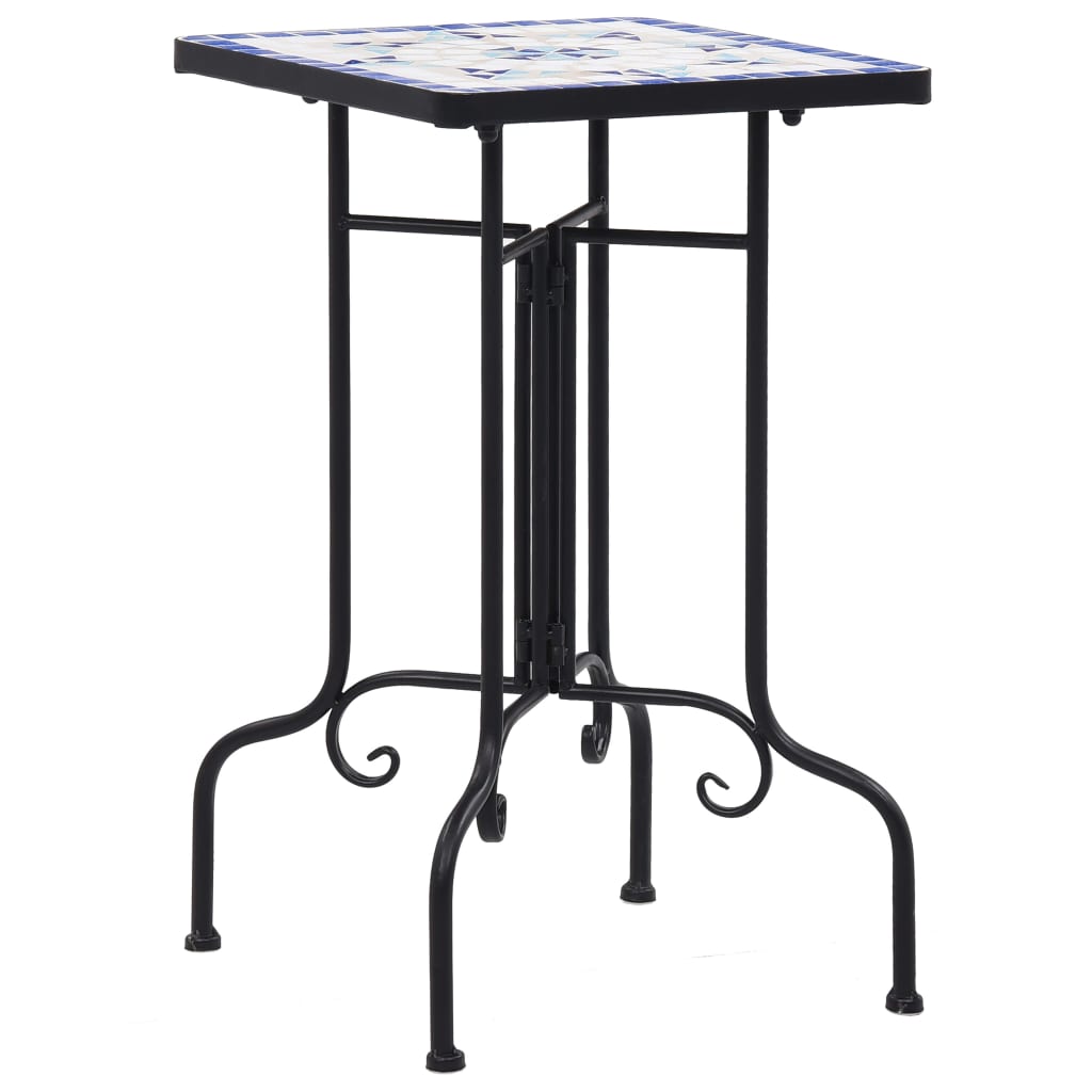 vidaXL Side Table | Blue and White | Iron and Ceramic | Small | Durable