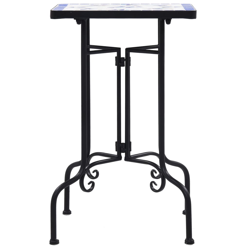 vidaXL Side Table | Blue and White | Iron and Ceramic | Small | Durable