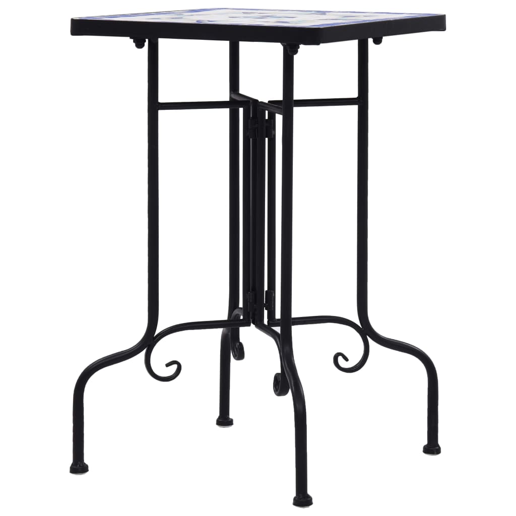 vidaXL Side Table | Blue and White | Iron and Ceramic | Small | Durable