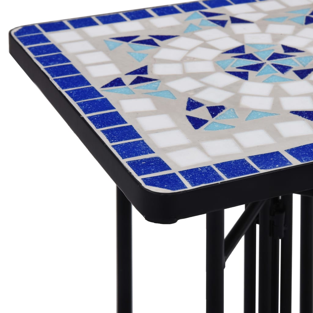 vidaXL Side Table | Blue and White | Iron and Ceramic | Small | Durable