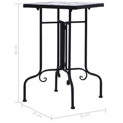 vidaXL Side Table | Blue and White | Iron and Ceramic | Small | Durable