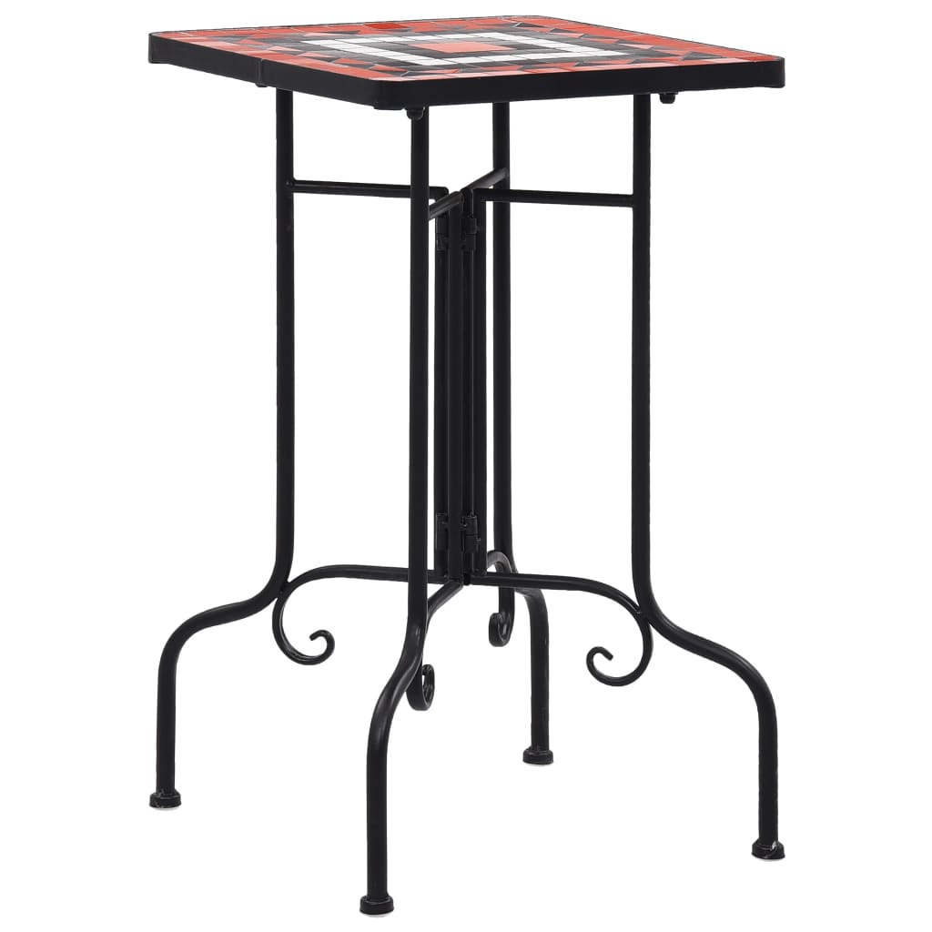 vidaXL Side Table | Terracotta and White | Iron | Small | Decorative Inlays