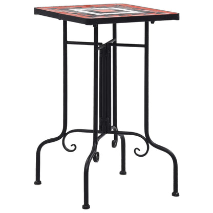 vidaXL Side Table | Terracotta and White | Iron | Small | Decorative Inlays