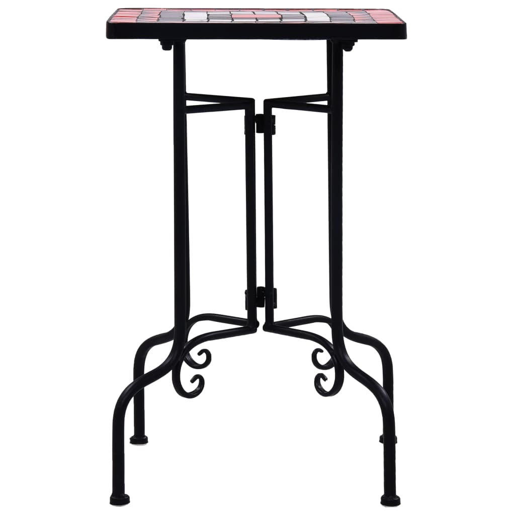 vidaXL Side Table | Terracotta and White | Iron | Small | Decorative Inlays