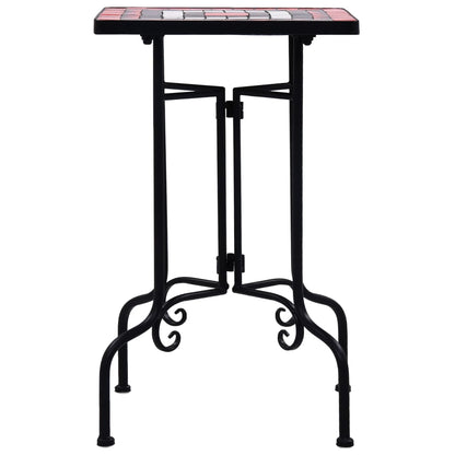 vidaXL Side Table | Terracotta and White | Iron | Small | Decorative Inlays