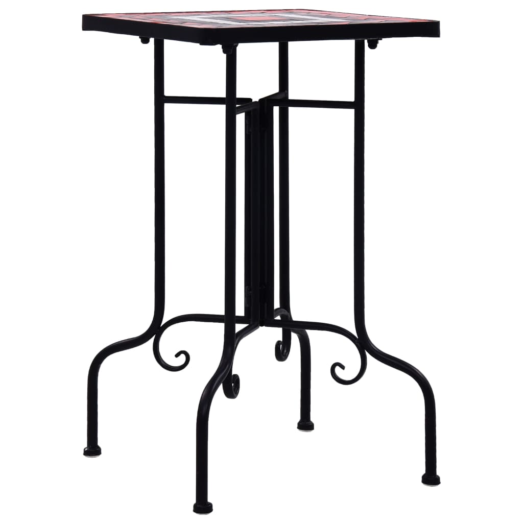 vidaXL Side Table | Terracotta and White | Iron | Small | Decorative Inlays