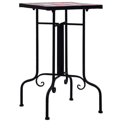 vidaXL Side Table | Terracotta and White | Iron | Small | Decorative Inlays
