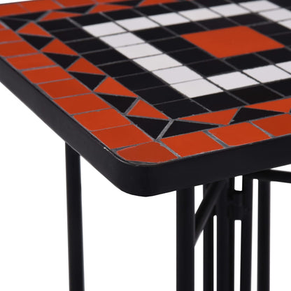 vidaXL Side Table | Terracotta and White | Iron | Small | Decorative Inlays