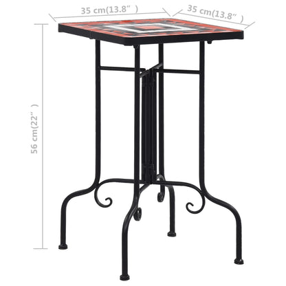 vidaXL Side Table | Terracotta and White | Iron | Small | Decorative Inlays