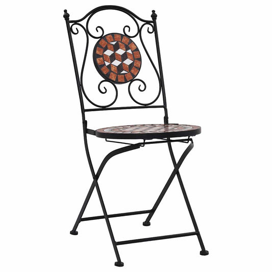 vidaXL Mosaic Folding Chairs 2 pcs Brown Ceramic
