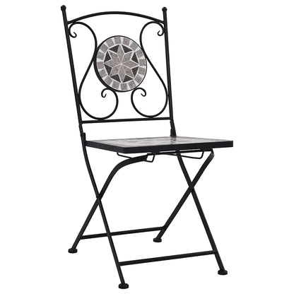 vidaXL Garden Chair | Set of 2 | Grey | Powder-coated iron and ceramic