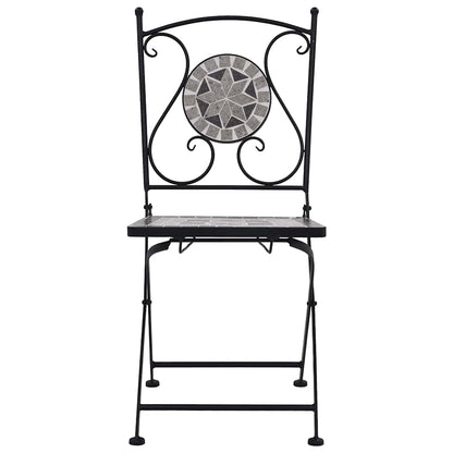 vidaXL Garden Chair | Set of 2 | Grey | Powder-coated iron and ceramic