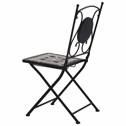 vidaXL Garden Chair | Set of 2 | Grey | Powder-coated iron and ceramic