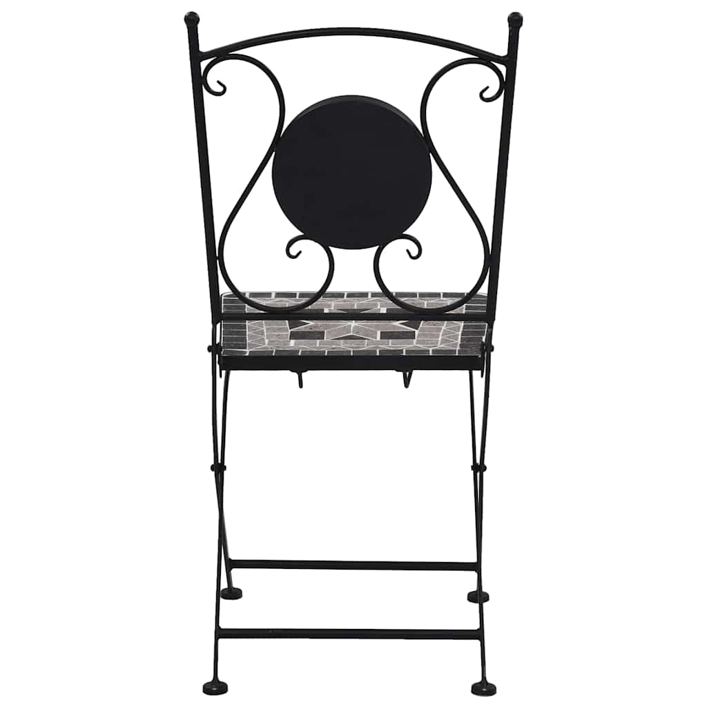 vidaXL Garden Chair | Set of 2 | Grey | Powder-coated iron and ceramic
