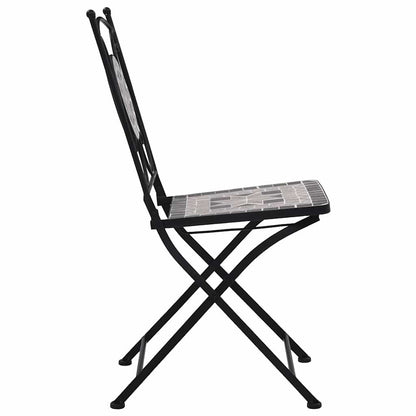vidaXL Garden Chair | Set of 2 | Grey | Powder-coated iron and ceramic