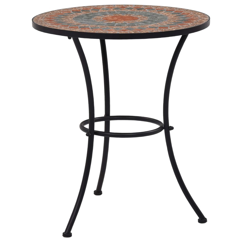 vidaXL Table | Orange and Grey | Ceramic top and Powder-coated iron frame