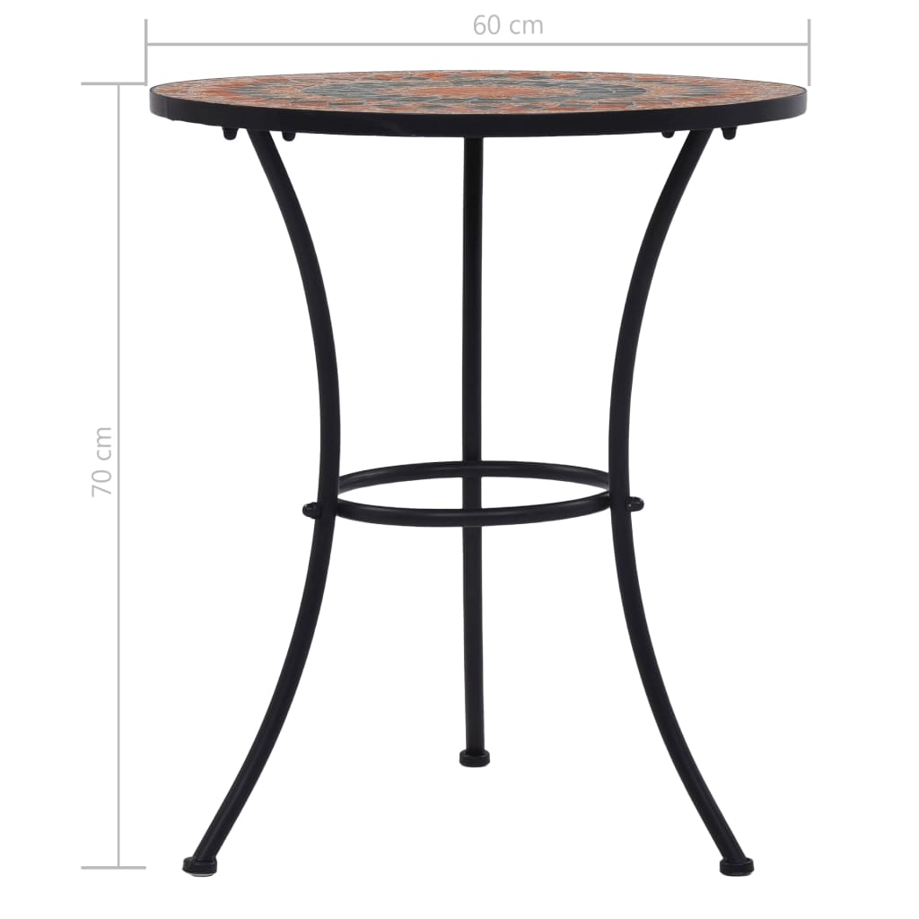 vidaXL Table | Orange and Grey | Ceramic top and Powder-coated iron frame
