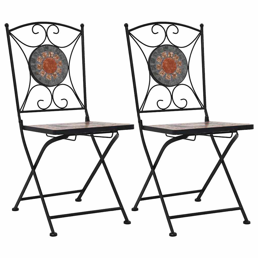 vidaXL Garden Chair | Set of 2 | Orange and Grey | Powder-coated iron, Ceramic